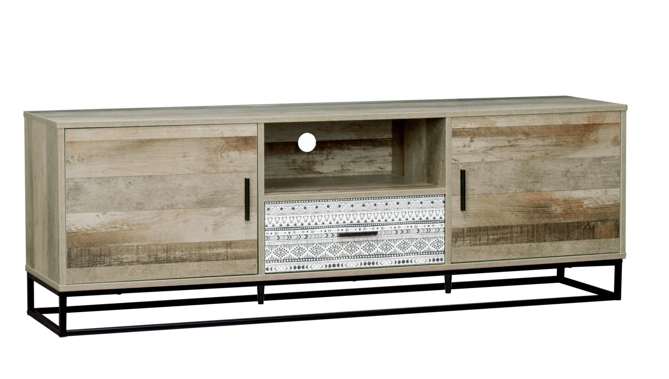 LOWBOARD  in 160/55/38 cm  - Graubraun/Schwarz, Design, Holzwerkstoff/Metall (160/55/38cm) - Livetastic