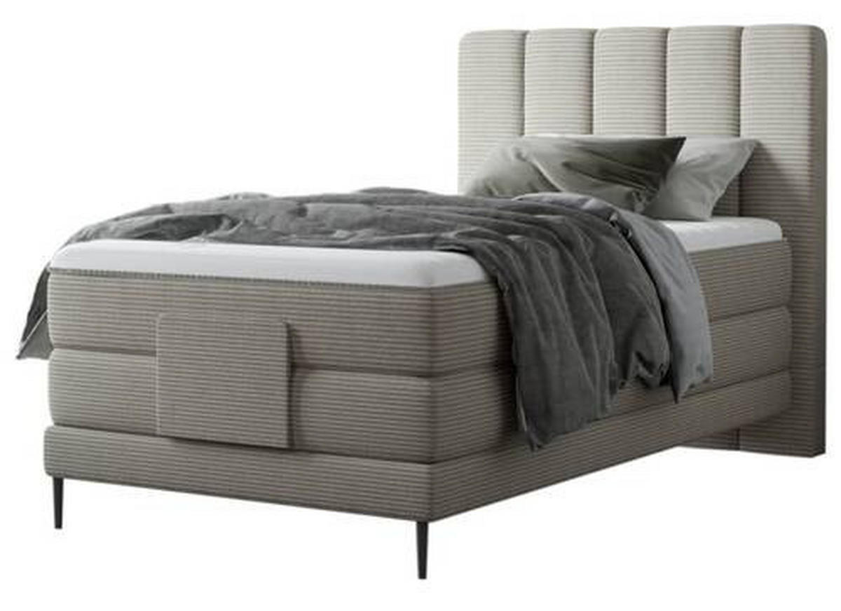 BOXSPRINGBETT 100/200 cm  in Hellgrau  - Hellgrau/Schwarz, Natur, Textil/Metall (100/200cm) - Esposa