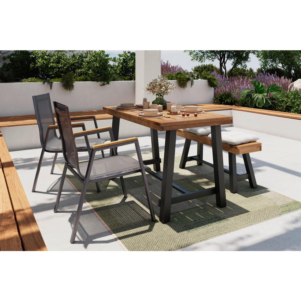 Thumbnail - Ambia Garden Gartentisch, Schwarz, Akazie, Holz, Metall, Akazie, vollmassiv, rechteckig, eckig, 70x76x120 cm, Bsci, FSC ...
