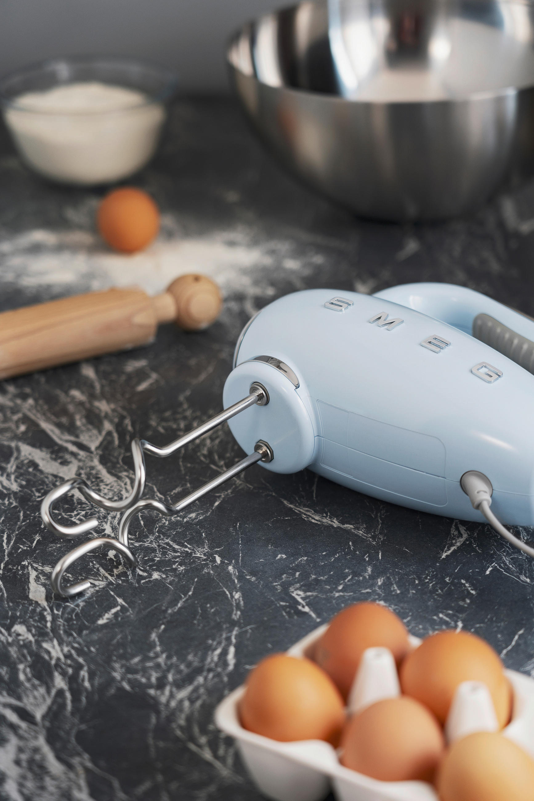 HANDMIXER 50'S STYLE  - Pastellblau, Basics, Kunststoff/Metall (22/37,8/22,1cm) - SMEG