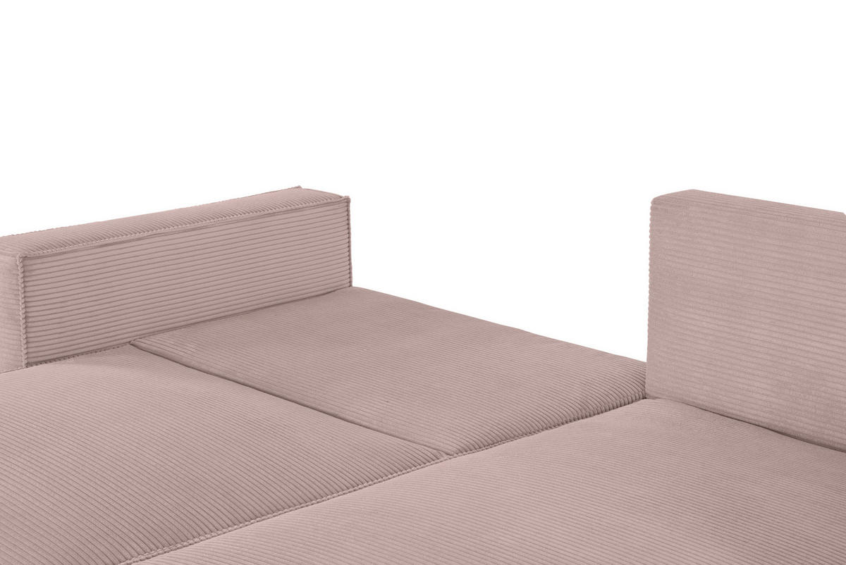 ECKSOFA in Feincord Altrosa  - Schwarz/Altrosa, Konventionell, Kunststoff/Textil (242/151cm) - Carryhome