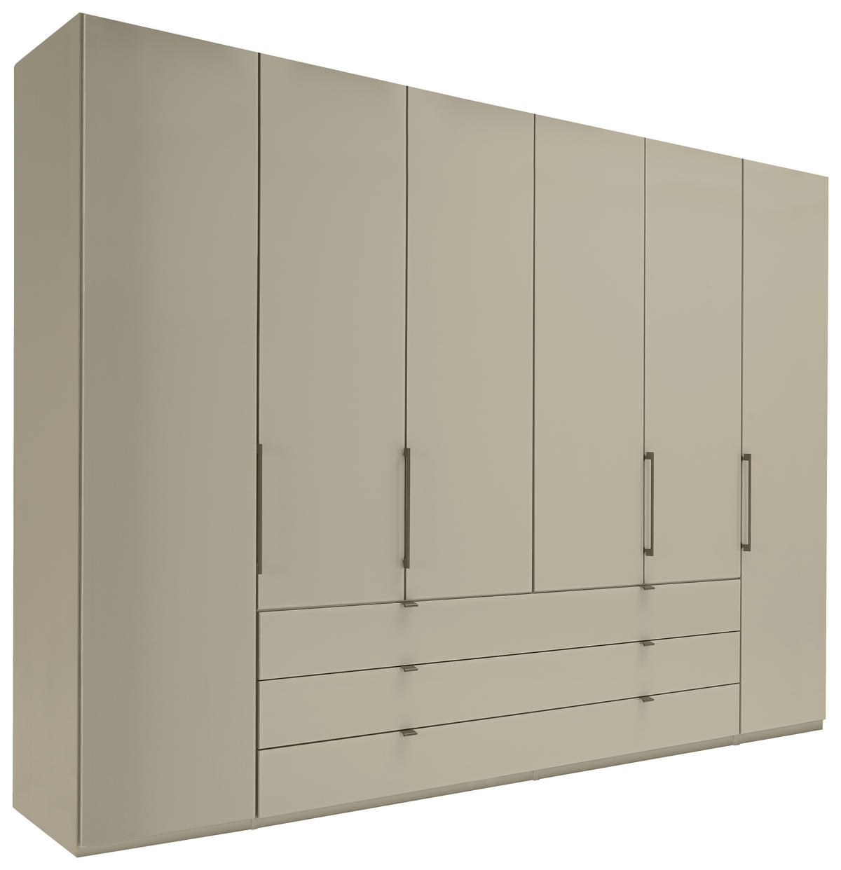 KLEIDERSCHRANK 300/216/58 cm,  in Grau, 6-türig  - Schieferfarben/Grau, Design, Glas/Holzwerkstoff (300/216/58cm) - Novel