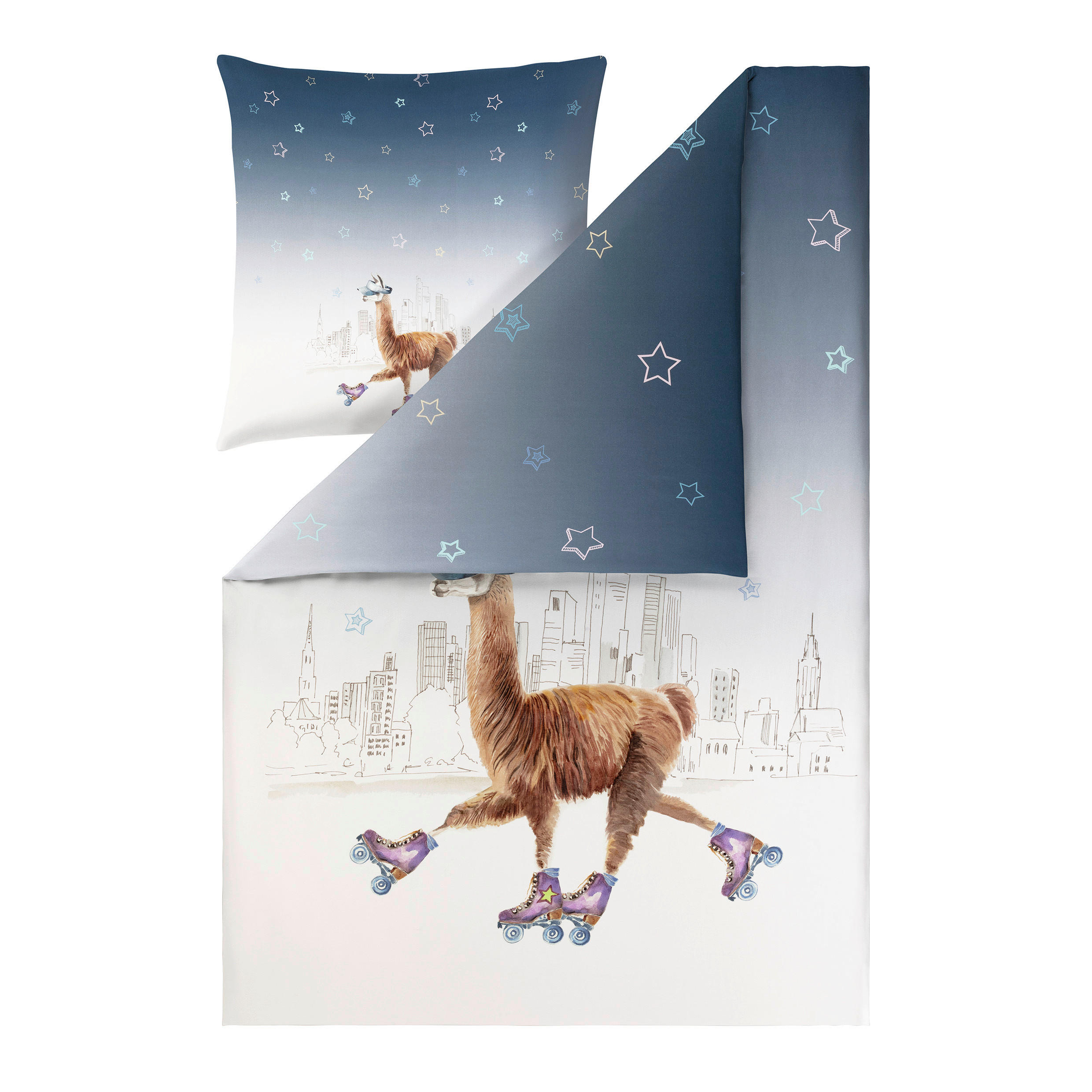 BETTWÄSCHE Impulse Makosatin 155/220 cm  - Blau, Design, Textil (155/220cm) - Estella