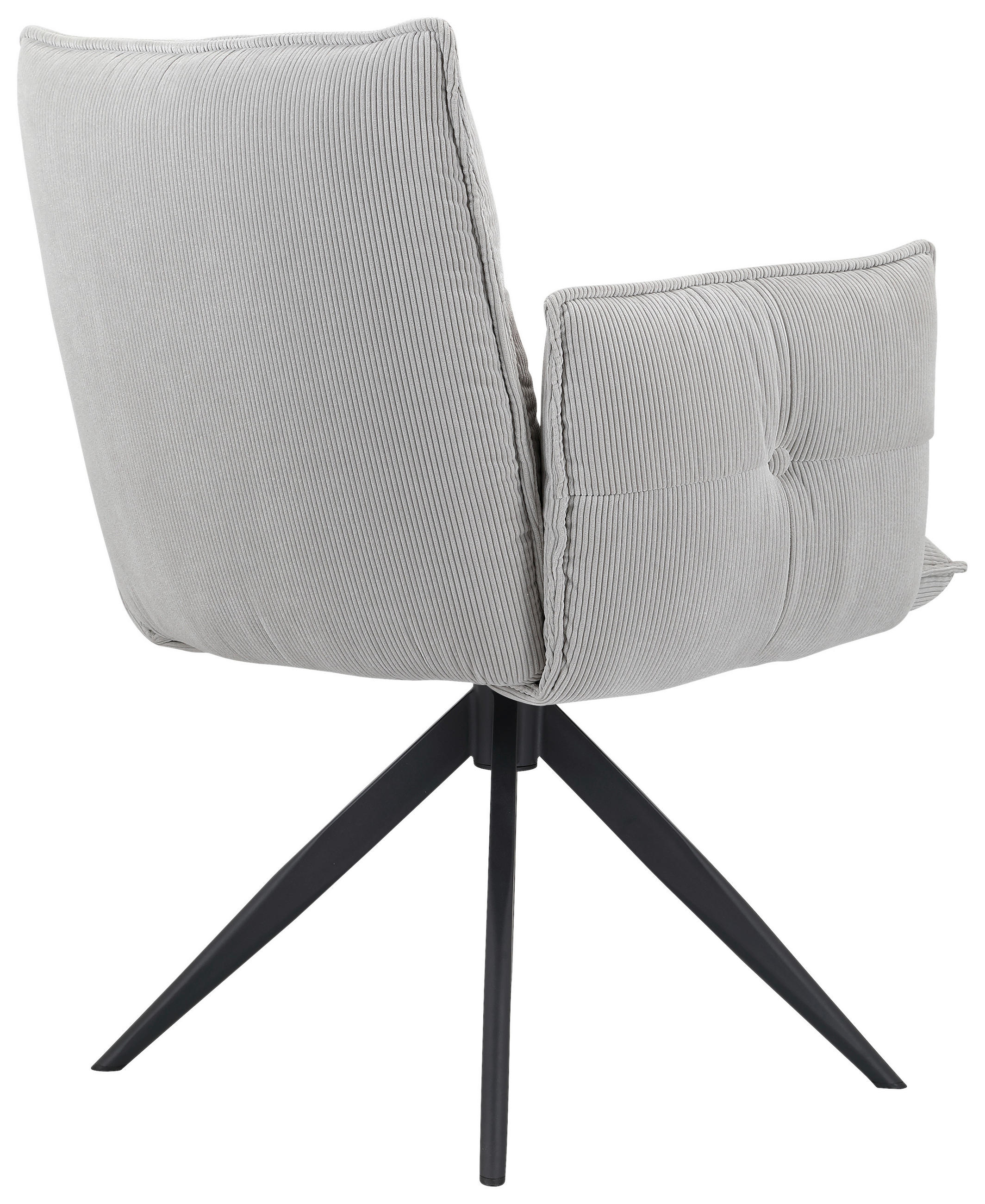 ARMLEHNSTUHL  in Eisen Cord  - Hellgrau/Schwarz, Design, Textil/Metall (63,5/85/63,5cm) - Novel