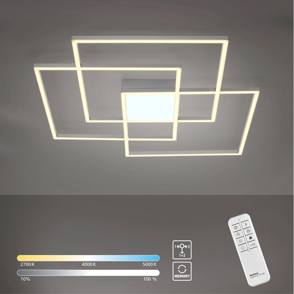 LED-DECKENLEUCHTE Asmin 75/75/6 cm   - Silberfarben, Design, Kunststoff/Metall (75/75/6cm)