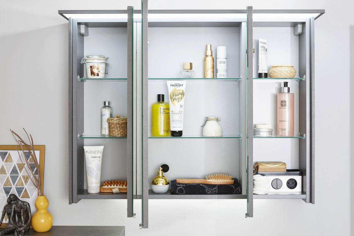 BADEZIMMER  in 91 cm  - Eichefarben/Dunkelgrau, KONVENTIONELL, Glas/Keramik (91cm) - Dieter Knoll