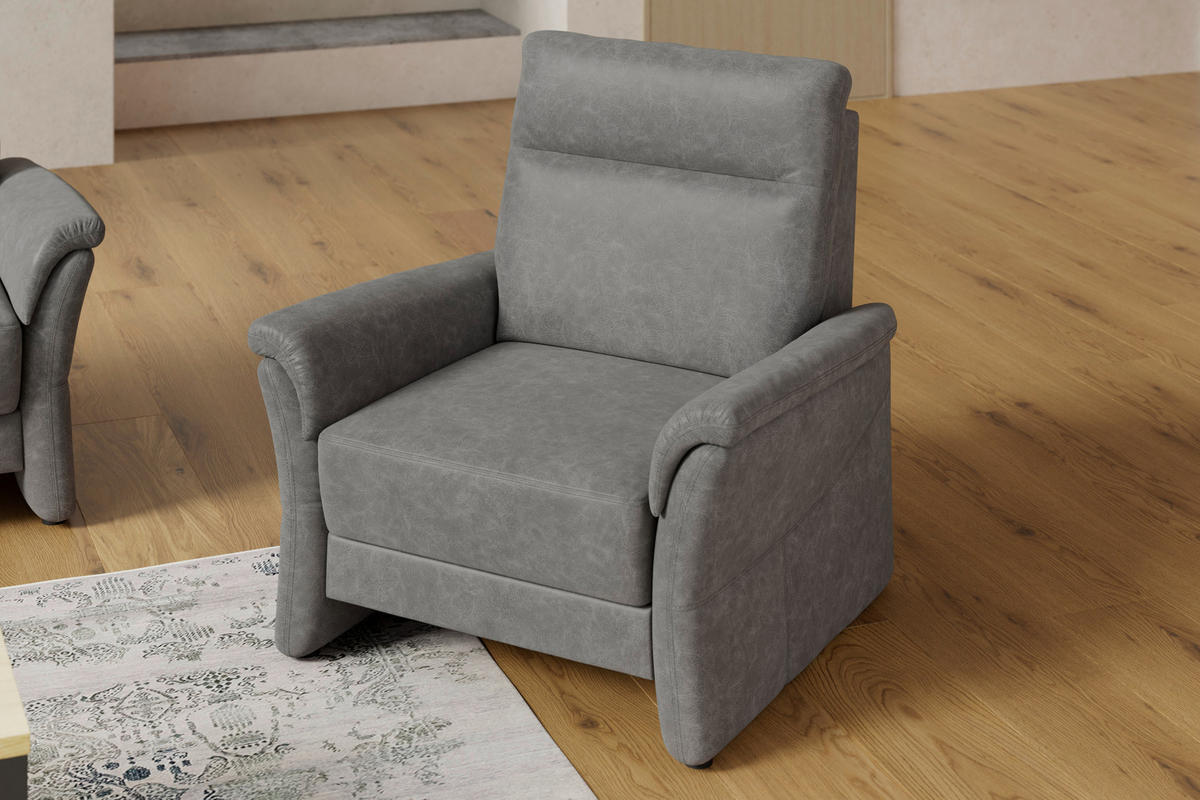 SESSEL in Mikrofaser Grau  - Schwarz/Grau, KONVENTIONELL, Kunststoff/Textil (104/98/91cm) - Elegando