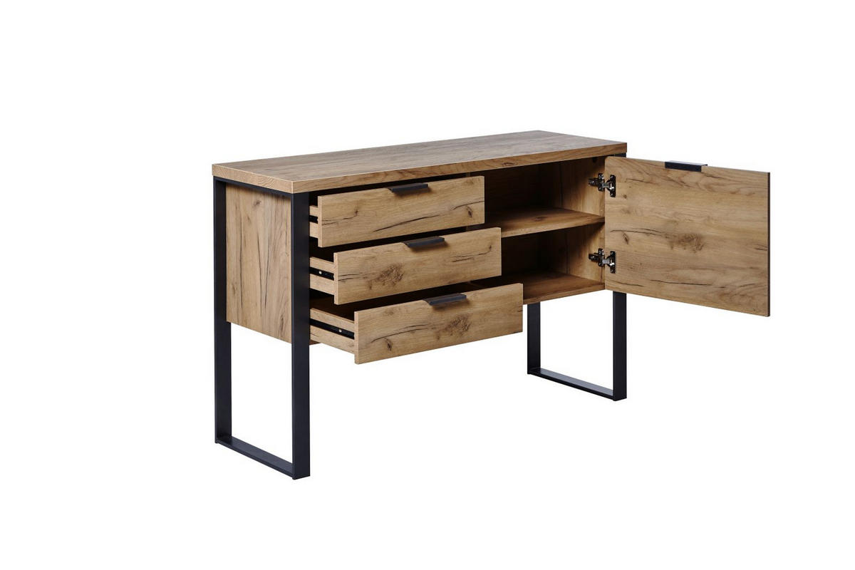 SIDEBOARD 119/76/39,5 cm  in Eichefarben  - Eichefarben/Anthrazit, Modern, Holzwerkstoff/Metall (119/76/39,5cm)
