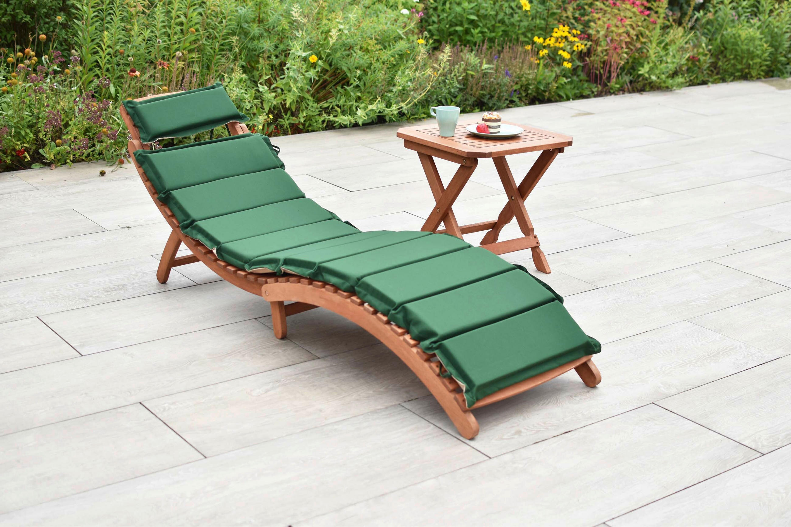 GARTENLIEGE  - Eukalyptusholzfarben/Beige, KONVENTIONELL, Holz/Textil - Gardenson