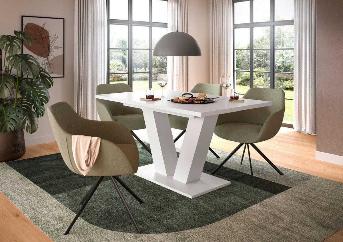 AUSZIEHTISCH Weiß rechteckig  ausziehbar  - Weiß, Trend, Holzwerkstoff (150-190/76/90cm)