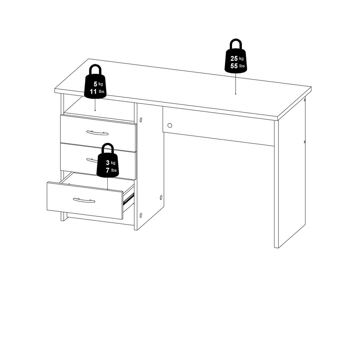 SCHREIBTISCH 120,1/48,1/72,6 cm  in Weiss  - Weiss/Silberfarben, Modern, Holzwerkstoff/Kunststoff (120,1/48,1/72,6cm) - MID.YOU
