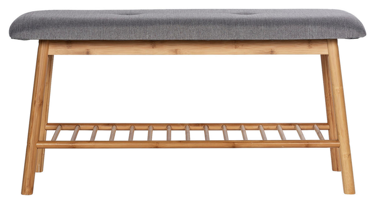 HOCKERBANK 90/45/34 cm Grau Bambus  - Grau, Basics, Holz/Textil (90/45/34cm) - Wenko