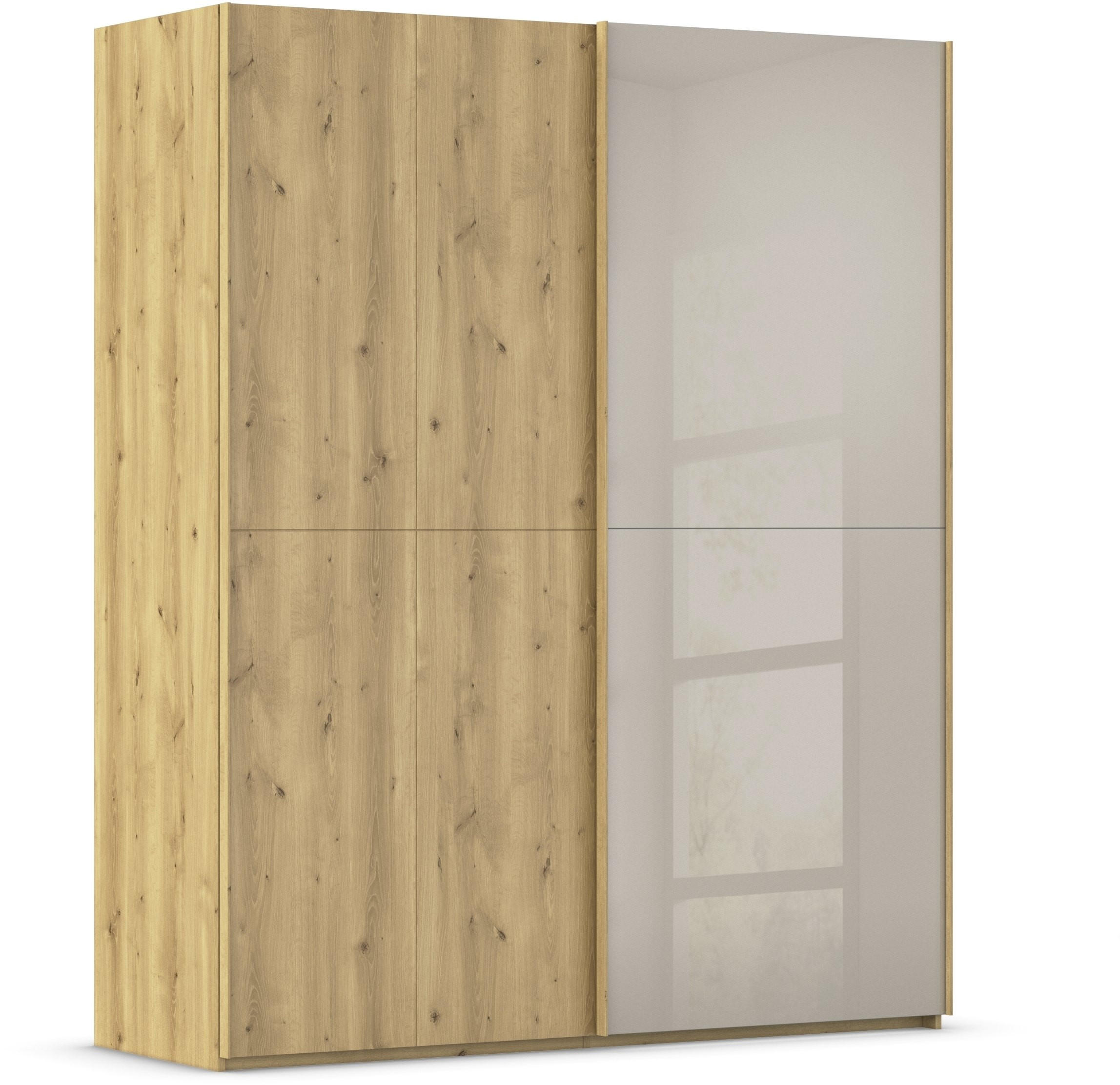 SCHWEBETÜRENSCHRANK 180/223/68 cm 2-türig Eichefarben, Fango  - Fango/Eichefarben, Design, Glas/Holz (180/223/68cm) - Novel