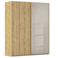 SCHWEBETÜRENSCHRANK 180/223/68 cm 2-türig Eichefarben, Fango  - Fango/Eichefarben, Design, Glas/Holz (180/223/68cm) - Novel