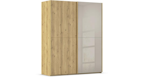 SCHWEBETÜRENSCHRANK 180/223/68 cm 2-türig Eichefarben, Fango  - Fango/Eichefarben, Design, Glas/Holz (180/223/68cm) - Novel
