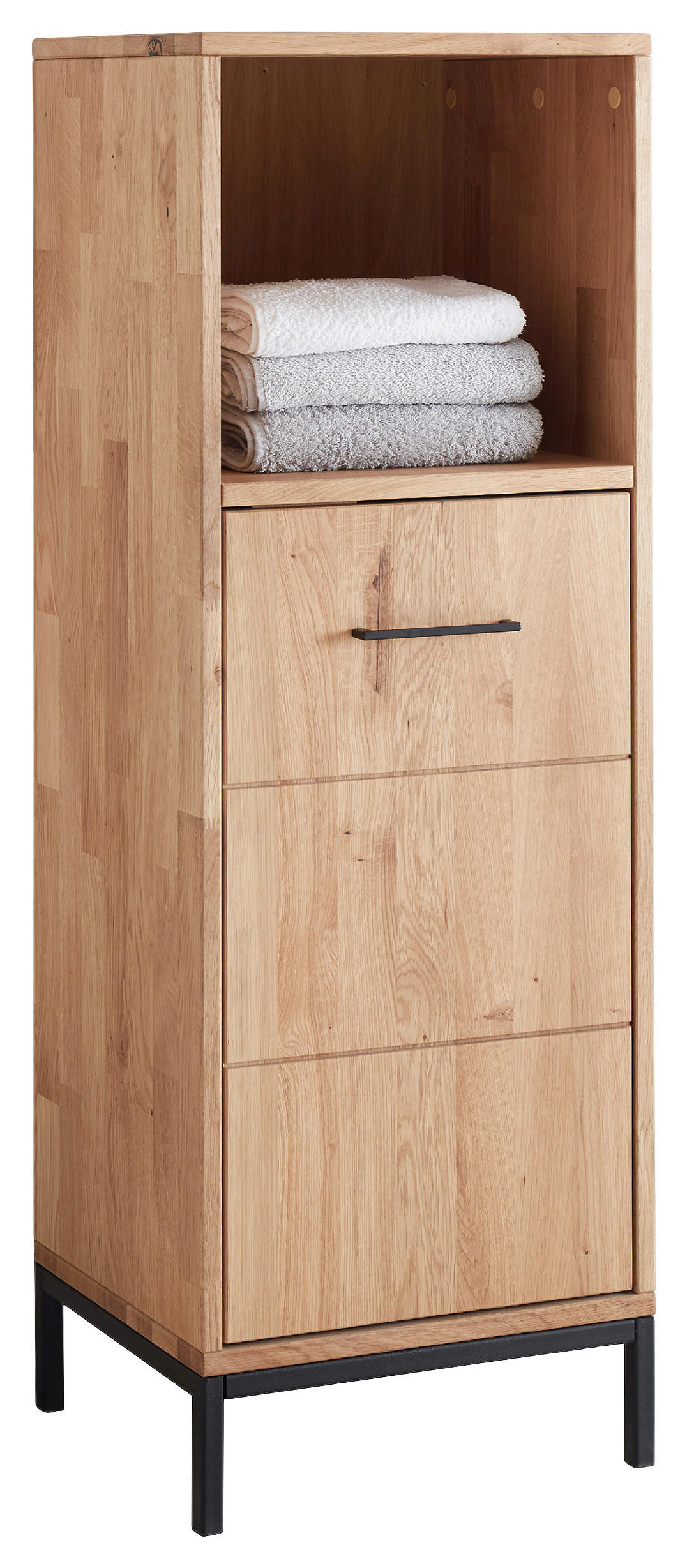 MIDISCHRANK 40/115/35 cm  - Wildeiche/Schwarz, Basics, Holz/Metall (40/115/35cm) - Linea Natura
