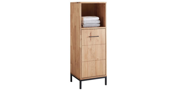 MIDISCHRANK 40/115/35 cm  - Wildeiche/Schwarz, Basics, Holz/Metall (40/115/35cm) - Linea Natura