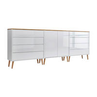 SIDEBOARD Mailand Set 4 + HF  in 237/86/33 cm  - Weiß Hochglanz/Weiß, MODERN, Holz/Holzwerkstoff (237/86/33cm) - MID.YOU