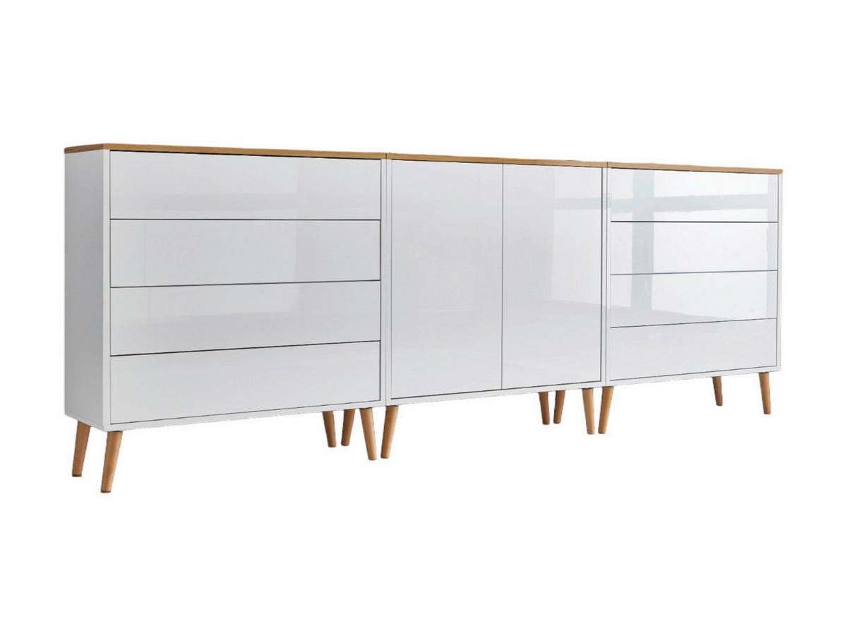 SIDEBOARD Mailand Set 4 + HF  in 237/86/33 cm  - Weiß Hochglanz/Weiß, MODERN, Holz/Holzwerkstoff (237/86/33cm) - MID.YOU