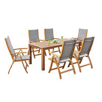 GARTENTISCHGRUPPE Flachgewebe Akazie Hartholz  - Grau/Akaziefarben, ROMANTIK / LANDHAUS, Holz/Textil - Gardenson