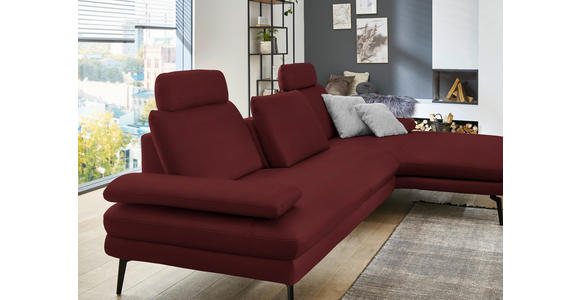 ECKSOFA in Echtleder Rot 310/180 cm - Rot/Schwarz, Design, Leder/Metall (310/180cm) - Dieter Knoll