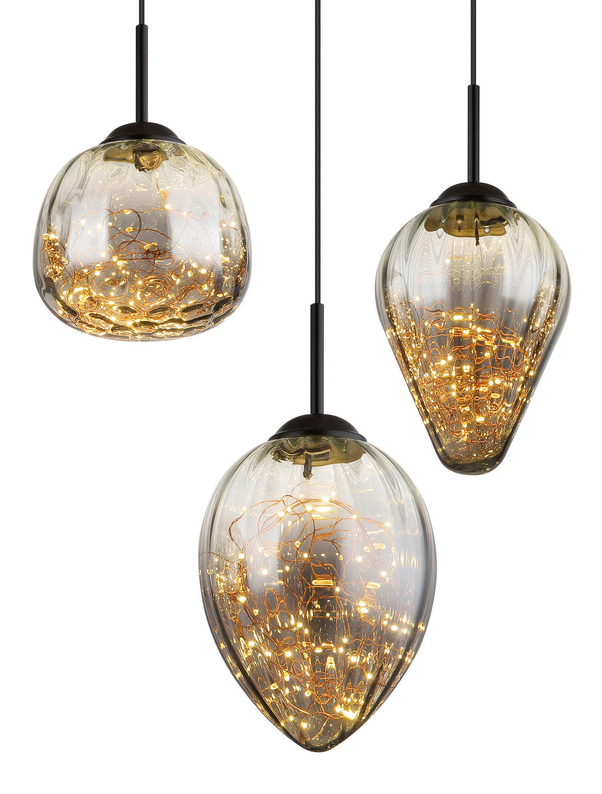 LED-HÄNGELEUCHTE 97/32/120 cm    - Klar/Schwarz, Design, Glas/Metall (97/32/120cm) - Globo