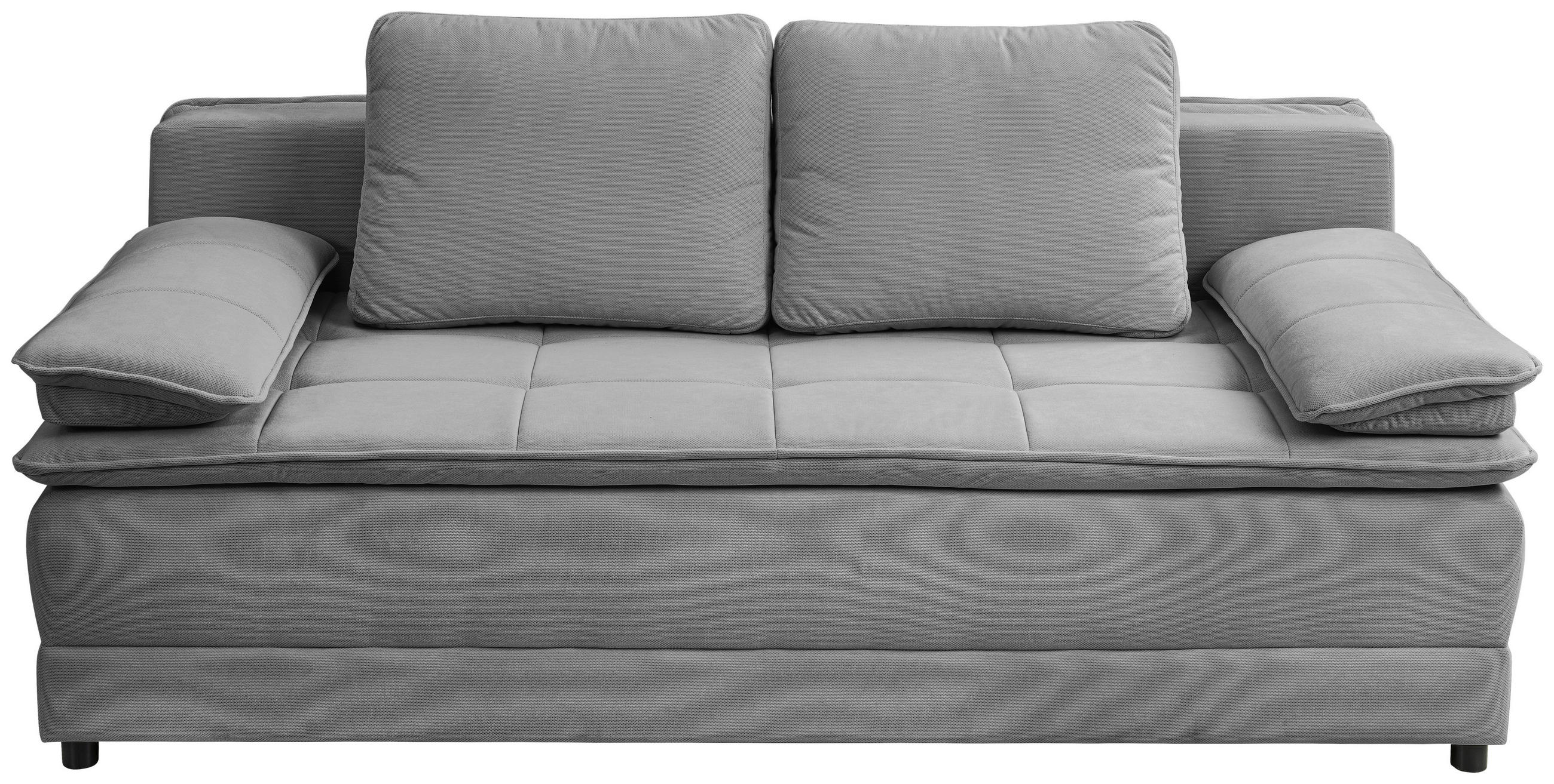 SCHLAFSOFA  mit Liegefunktion Webstoff Grau  - Schwarz/Grau, MODERN, Kunststoff/Textil (202/73-92/105cm) - MID.YOU