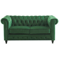 CHESTERFIELD-SOFA Samt Grün, Schwarz  - Schwarz/Grün, Trend, Holz/Textil (165/73/87cm) - Xora