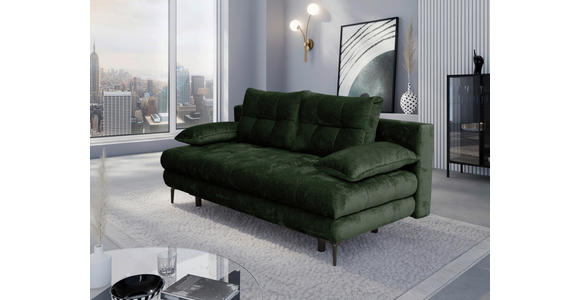 SCHLAFSOFA  mit Liegefunktion, Schlafen auf Sitzhöhe, Rücken echt Chenille Dunkelgrün  - Dunkelgrün/Schwarz, KONVENTIONELL, Textil/Metall (203/94/96cm) - Carryhome