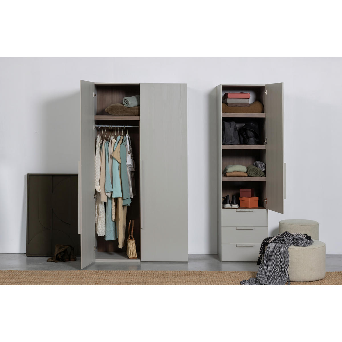 DREHTÜRENSCHRANK 55/210/58 cm 1-türig Grau  - Grau, Design, Holz (55/210/58cm) - Livetastic