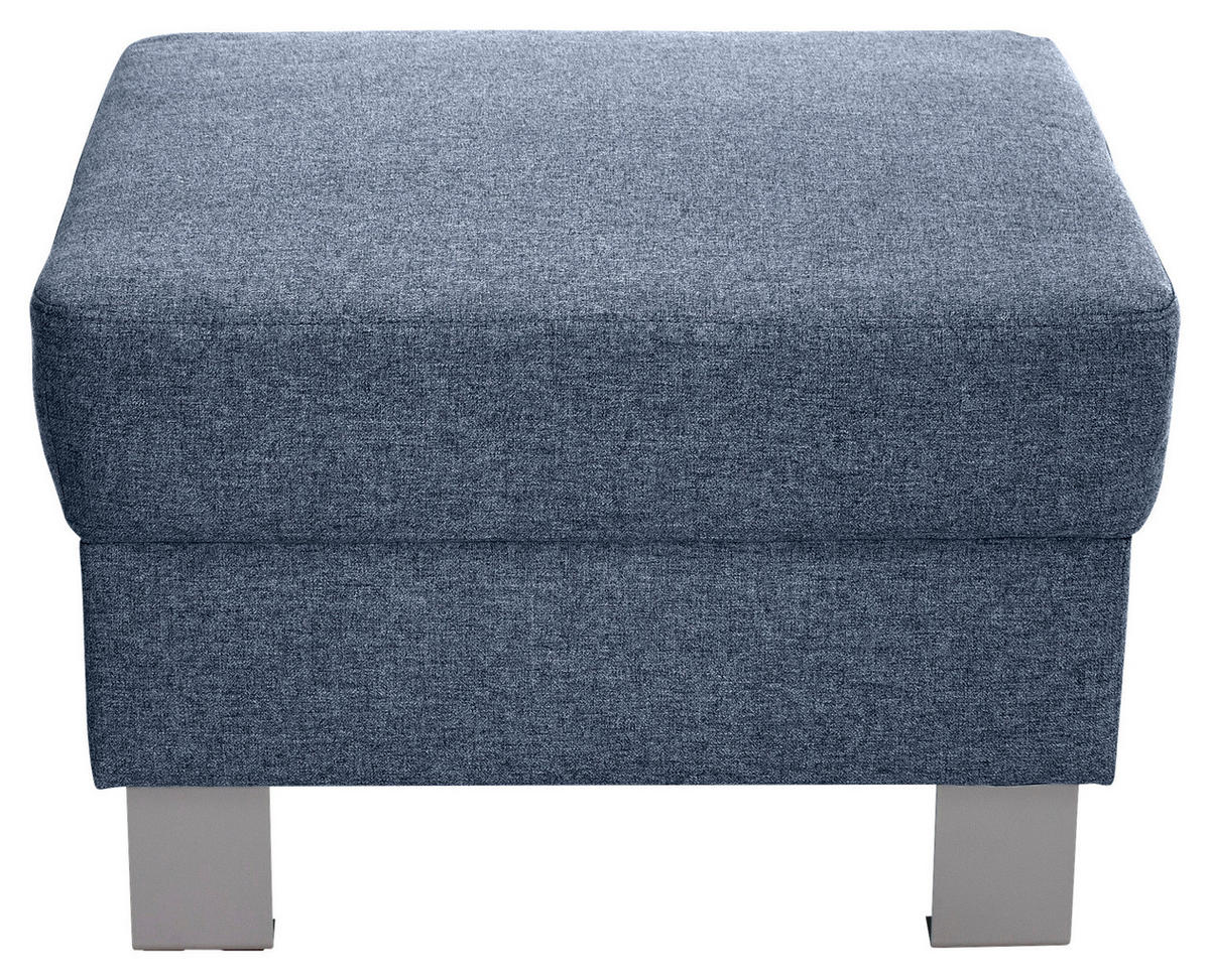 HOCKER Webstoff Blau  - Blau/Silberfarben, Design, Textil/Metall (62/41/62cm) - Xora