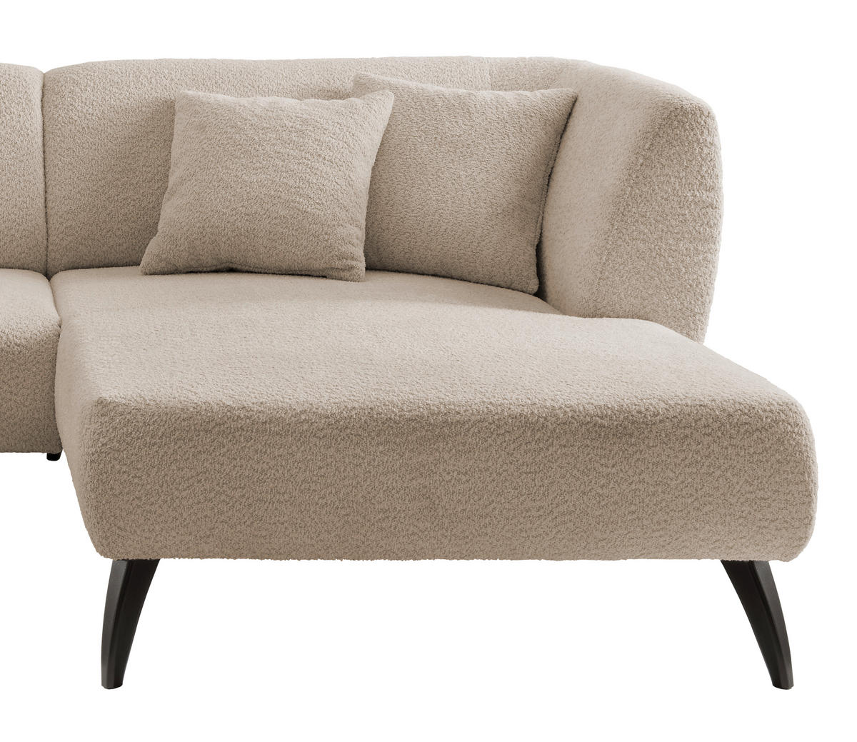 ECKSOFA in Bouclé Beige  - Beige/Schwarz, Modern, Holz/Textil (264/160cm) - MID.YOU