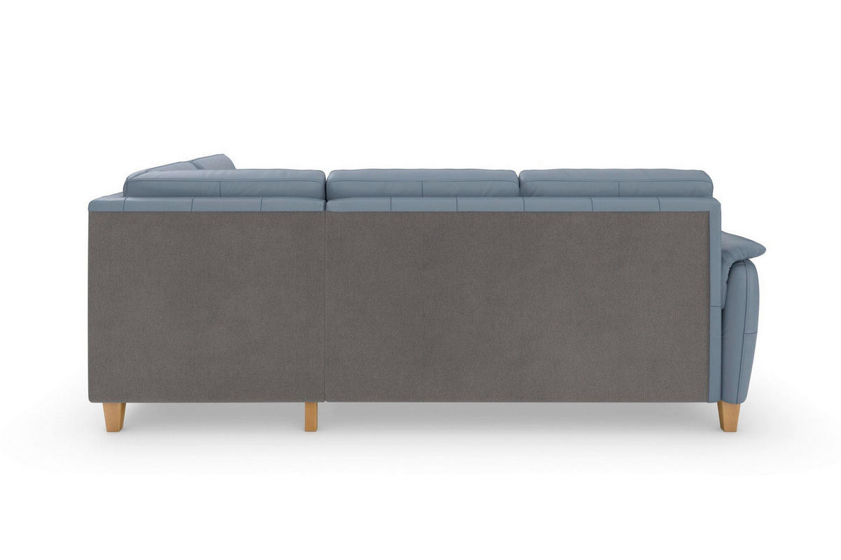 ECKSOFA PALMERA E in Echtleder Graublau  236/212 cm  - Graublau/Eichefarben, Basics, Leder/Holz (236/212cm) - Sit & More