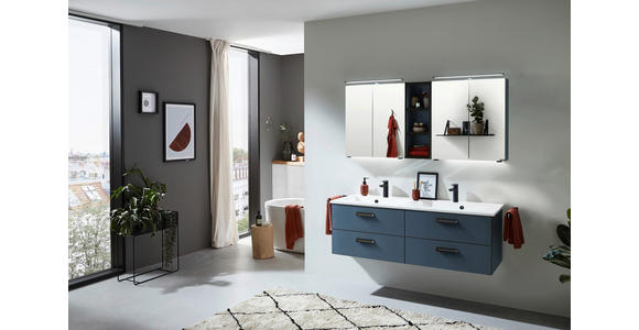 WASCHTISCHKOMBI 153 cm  - Blaugrau/Schwarz, KONVENTIONELL, Holzwerkstoff/Stein (153cm) - Dieter Knoll