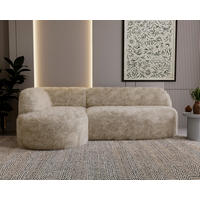 ECKSOFA Teddystoff Creme  - Creme/Schwarz, Design, Kunststoff/Textil (156/218cm) - Livetastic