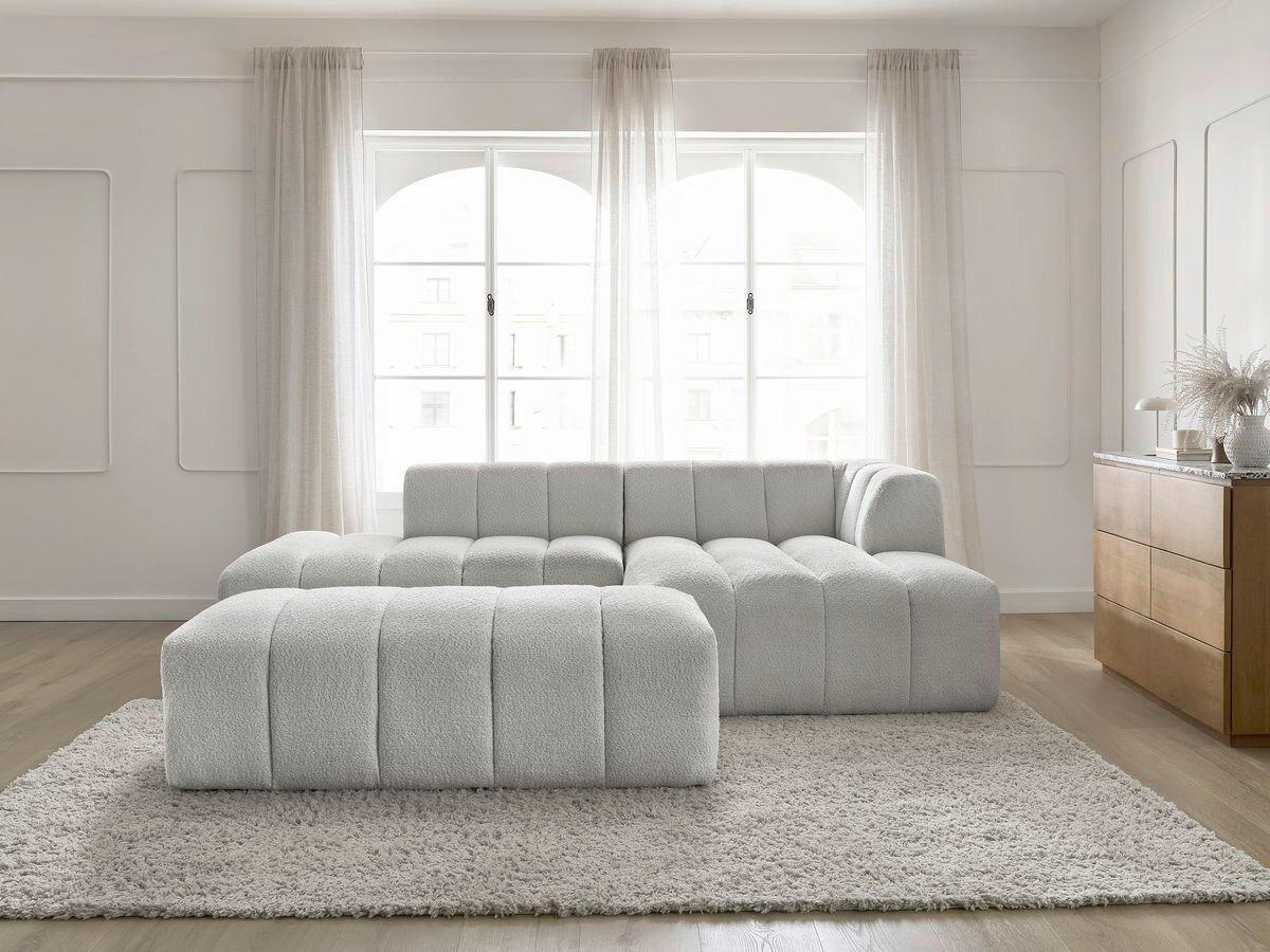 ECKSOFA  ANNECY Hellgrau Bouclé  - Hellgrau/Schwarz, MODERN, Kunststoff/Textil (262/170cm)