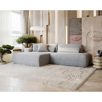 ECKSOFA REVE in Chenille Hellgrau  160/284 cm  - Hellgrau/Schwarz, Design, Kunststoff/Textil (160/284cm) - Livetastic