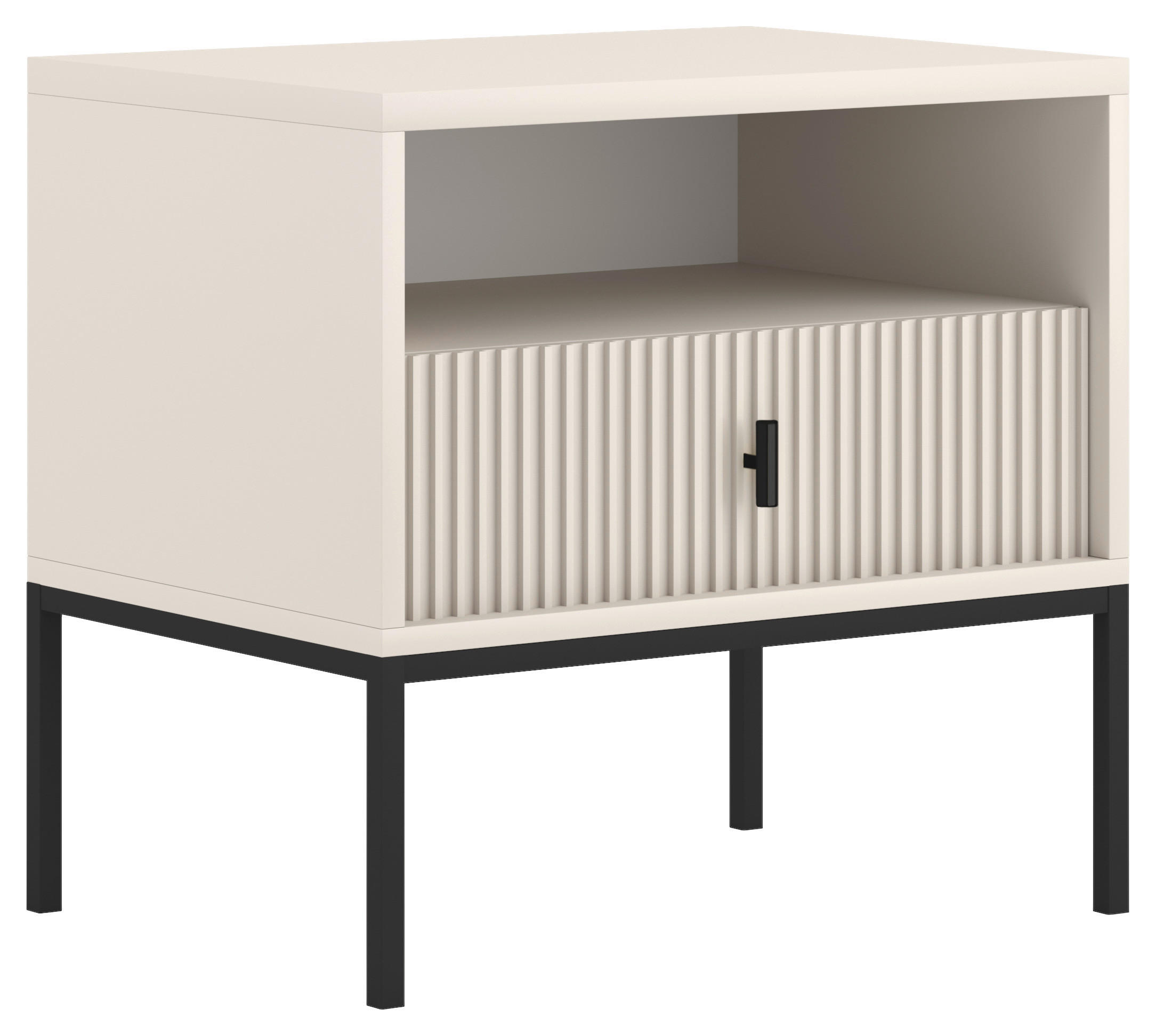 NACHTSCHRANK 53,9/52,4/39 cm - Kaschmir/Schwarz, Design, Holzwerkstoff/Metall (53,9/52,4/39cm) - Xora