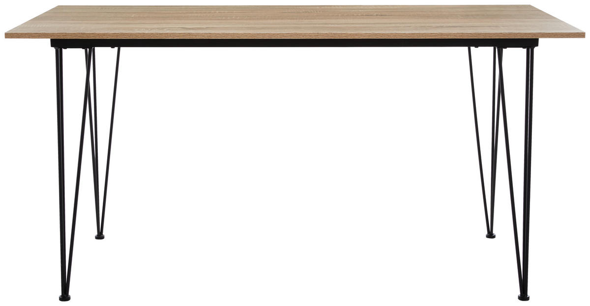 JEDILNA MIZA, naravne barve, črna  - črna/naravne barve, Basics, kovina/leseni material (150/70/75cm) - MID.YOU