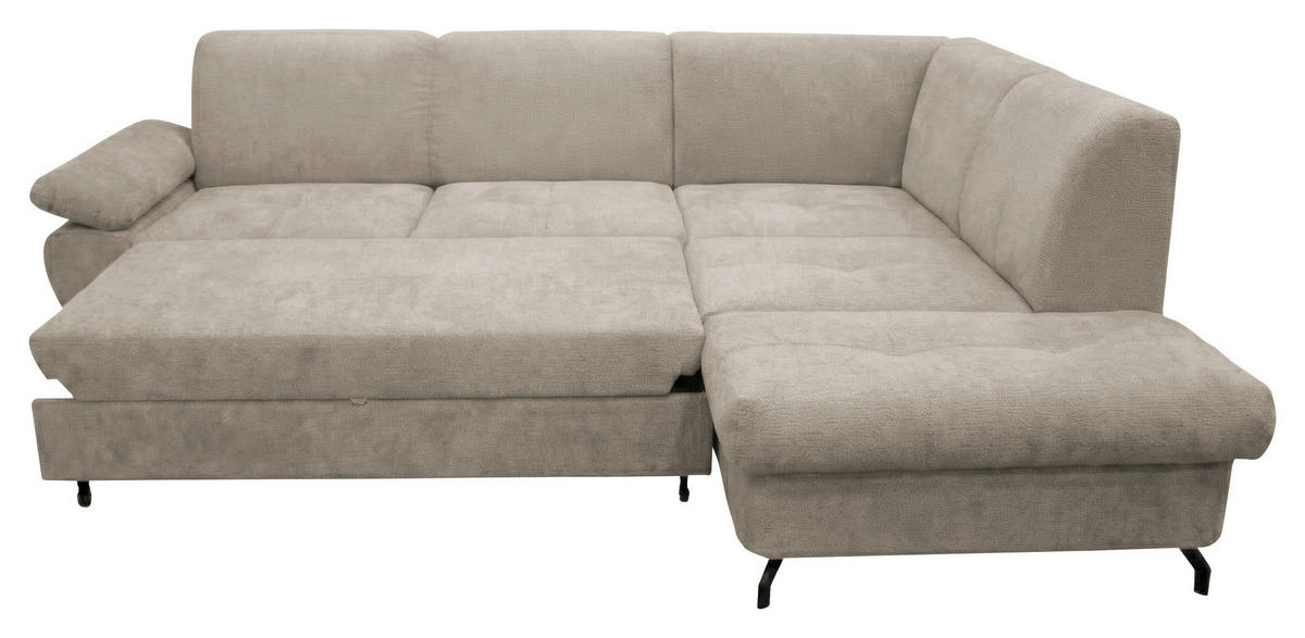ECKSOFA CORA in Chenille Taupe  261/198 cm  - Taupe/Schwarz, Design, Textil/Metall (261/198cm) - MID.YOU