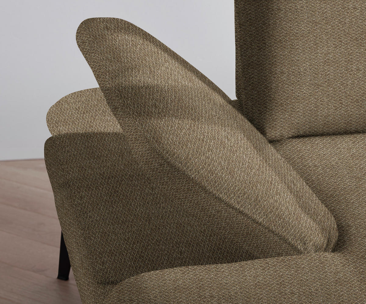 ECKSOFA in Chenille Braun  - Schwarz/Braun, Design, Textil/Metall (289/180cm) - Stylife