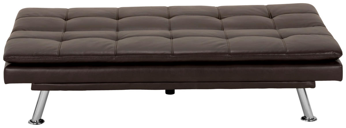SCHLAFSOFA Lederlook Braun  - Silberfarben/Braun, Basics, Textil/Metall (182/84/92cm) - MID.YOU