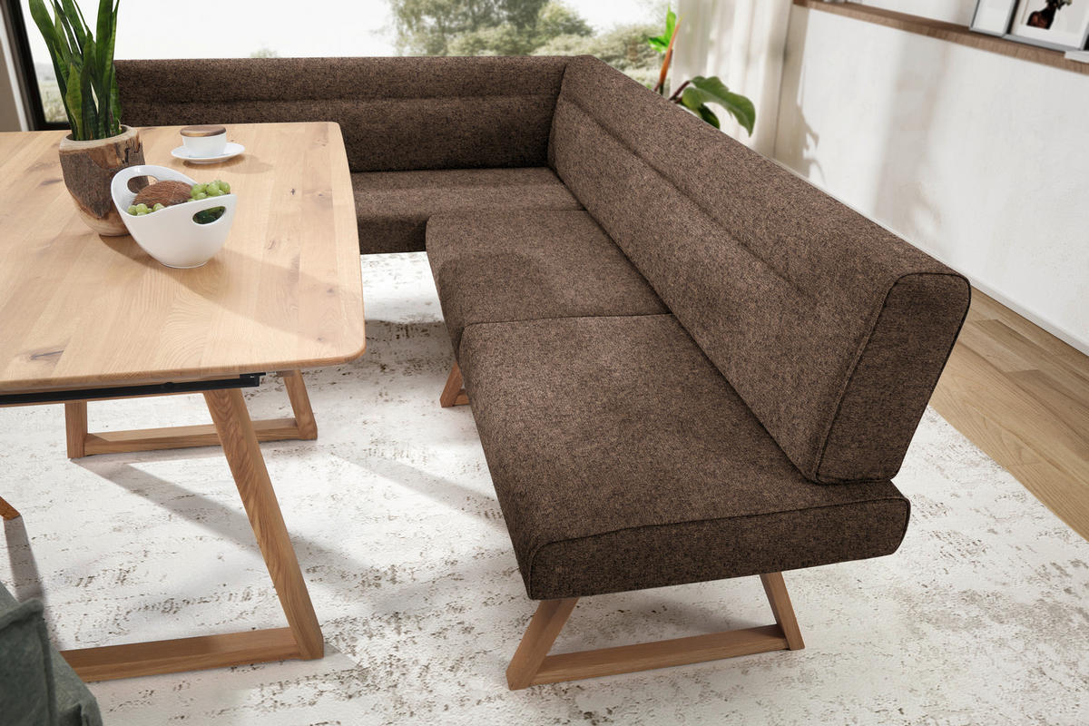 ECKBANK in Holz, Textil Eichefarben, Dunkelbraun  - Eichefarben/Dunkelbraun, Konventionell, Holz/Textil (170/230cm) - Moderano