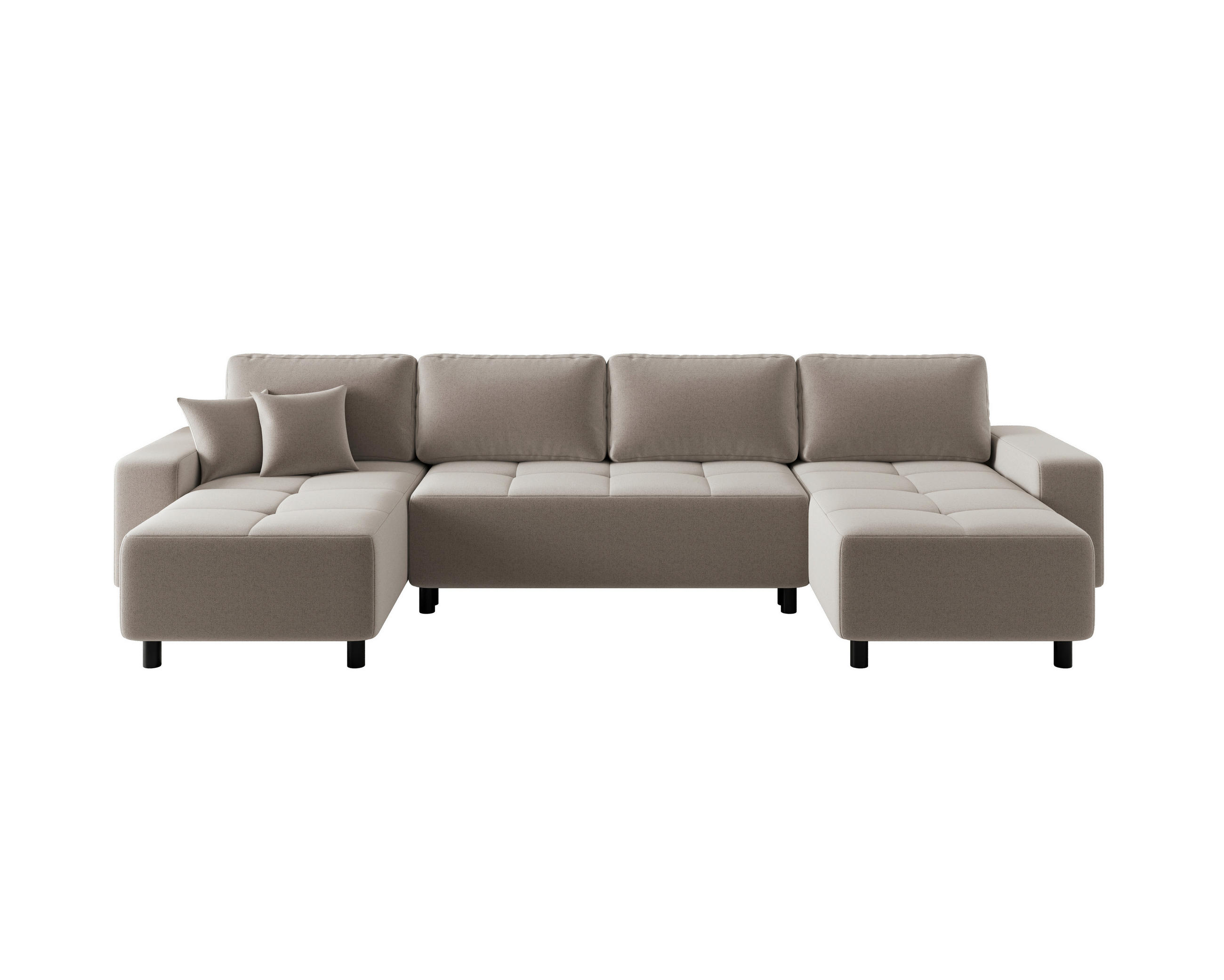 WOHNLANDSCHAFT Beige Jacquard  - Beige/Schwarz, MODERN, Kunststoff/Textil (144/318/144cm) - Carryhome