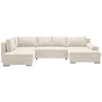 WOHNLANDSCHAFT Beige Velours  - Chromfarben/Beige, KONVENTIONELL, Kunststoff/Textil (198/363/170cm) - Hom`in