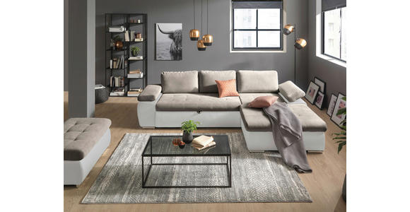 ECKSOFA  in Flachgewebe Weiß, Beige  271/175 cm  - Beige/Weiß, Design, Kunststoff/Textil (271/175cm) - Xora