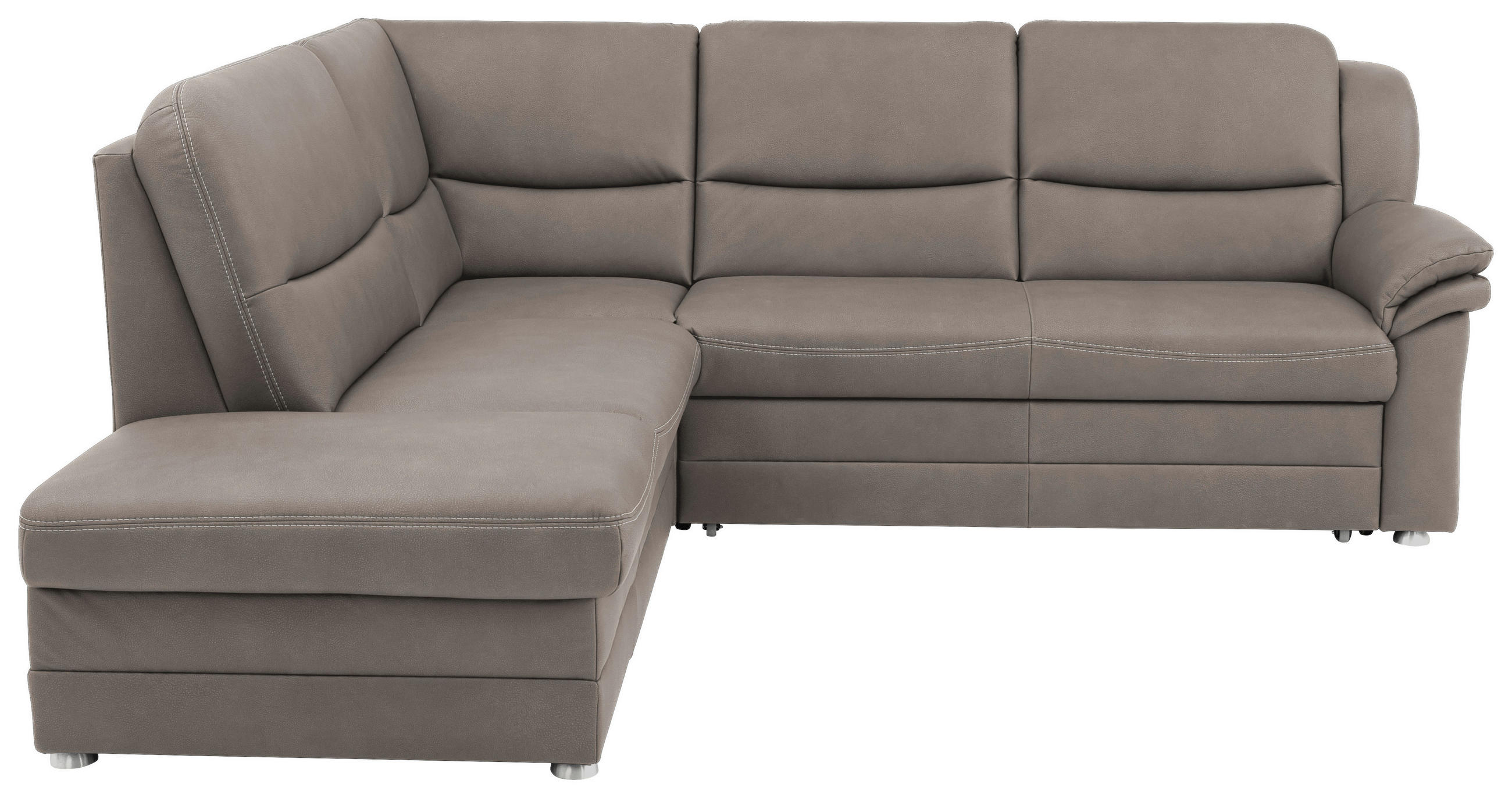 ECKSOFA Mikrofaser Grau  - Beige/Alufarben, Konventionell, Textil/Metall (219/239cm) - Beldomo Comfort