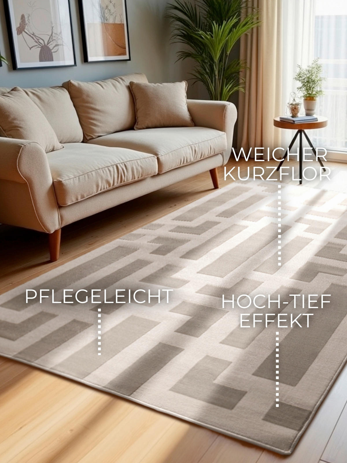 WEBTEPPICH 160/235 cm Perles Creme, Grau rechteckig  - Creme/Grau, Design, Kunststoff (160/235cm) - Elle Decoration