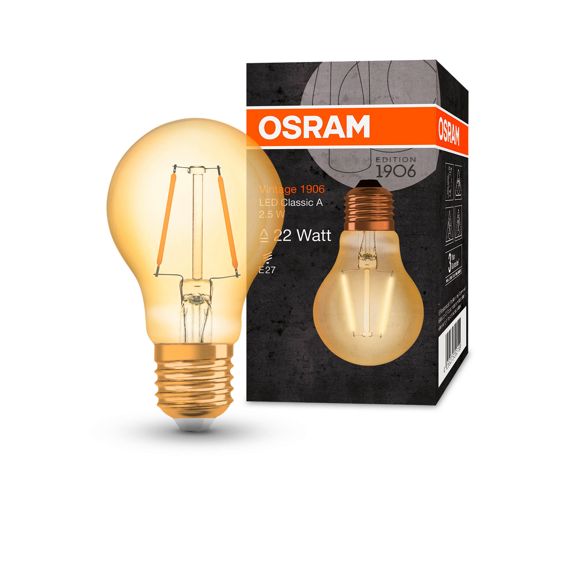 LED-LEUCHTMITTEL   E27 4 W 300 lm  - Goldfarben, Basics, Glas (6/10,5cm) - Osram