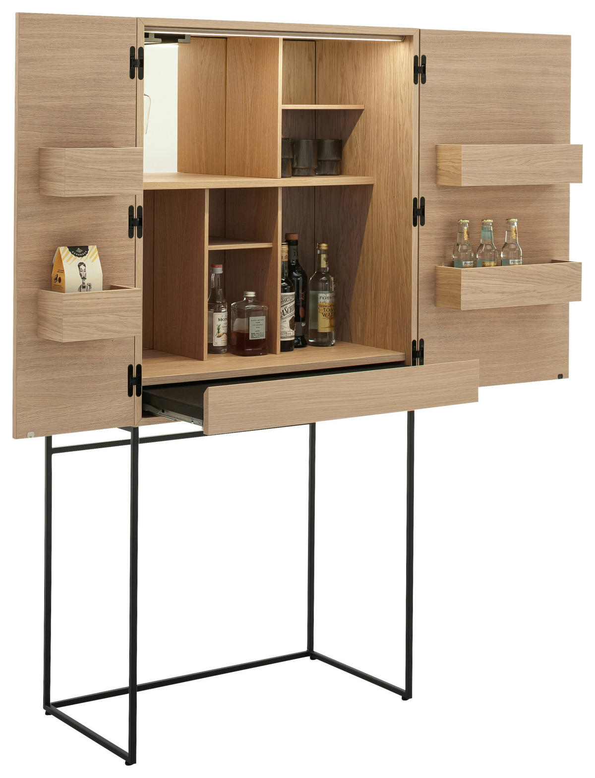 BARSCHRANK Eichefarben  80/165/45 cm  - Eichefarben/Schwarz, Design, Holz/Holzwerkstoff (80/165/45cm) - Schöner Wohnen